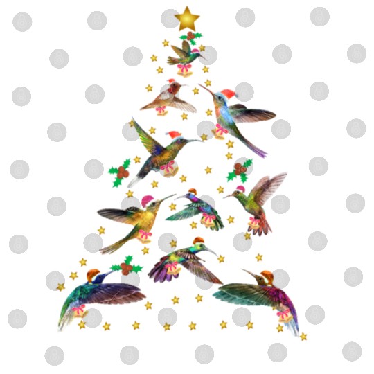 Watercolor Hummingbird Christmas ree for Bird Digital Files