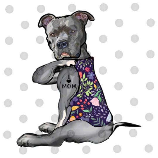 I Love Mom Tattoo Pitbull Dog Lover Women Pitbull Digital Files