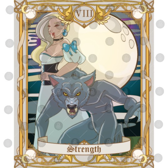 Strength Tarot Card, Major Arcana Anime Vampire Digital Files