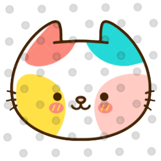 Kawaii Cat Head Multicolored Digital Files