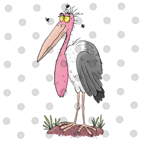 Funny marabou stork cartoon Digital Files