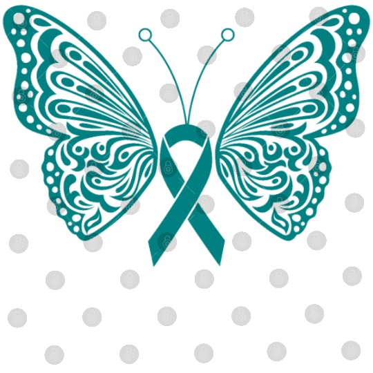 Ovarian Cancer Awareness Teal Ribbon Butterfly Digital Files