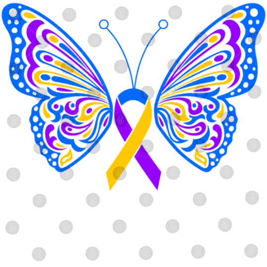 Bladder Cancer Purple Yellow Blue Ribbon Butterfly Digital Files