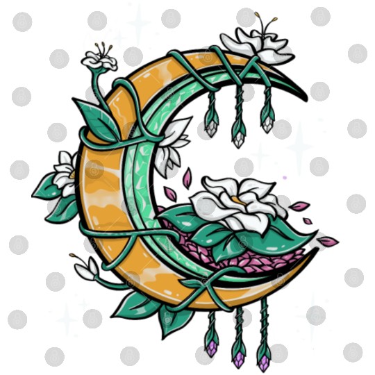 Floral Moon Celestial Lunar Flowers Aesthetic Cres Digital Files