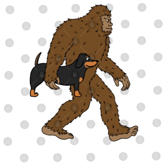 Bigfoot Sasquatch Carrying Dachshund Digital Files