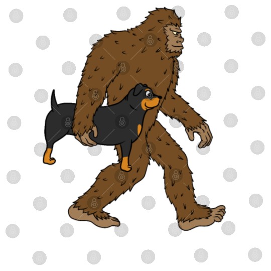 Bigfoot Sasquatch Carrying Rottweiler Digital Files
