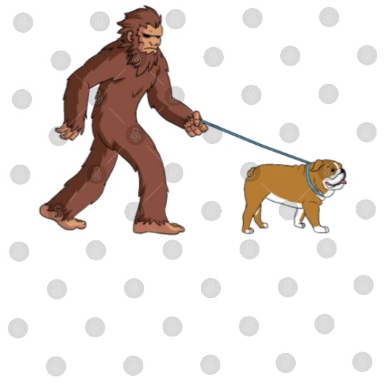 Bigfoot Sasquatch Walking English Bulldog Digital Files