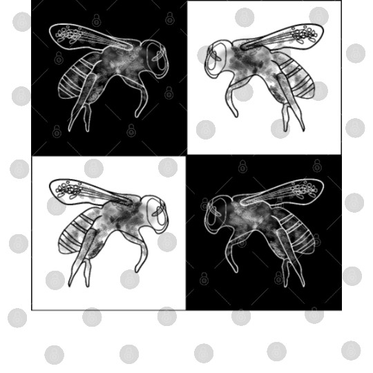 Artful Bees Black and White Checkers Digital Files