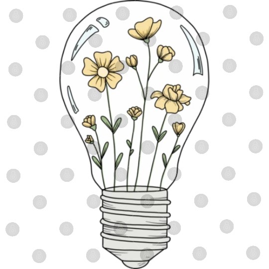 Light Bulb with Yellow Flowers Digital Files