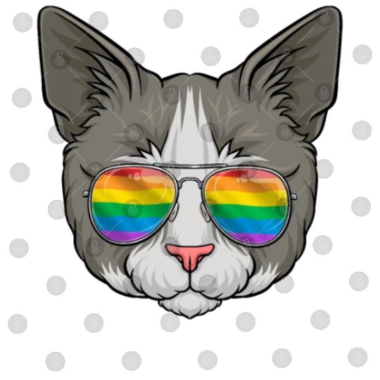 Cat LGBTQ Sunglasses Rainbow Flag Kitten Gay Pride Digital Files