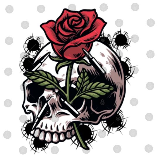 Bullets and Skull Roses Aesthetic Dripping Pattern Digital Files