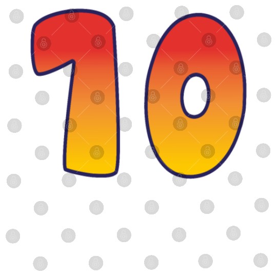 Number 10 Red - Orange Design Digital Files