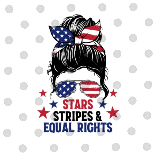 USA Messy Bun Bleached Stars Stripes Equal Rights Digital Files