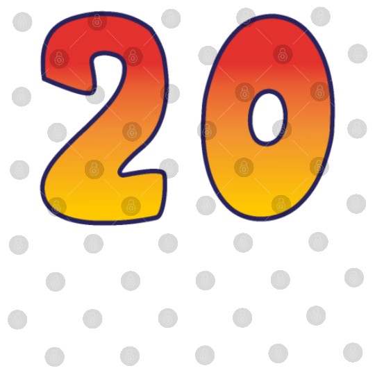 Number 20 Red - Orange Design Digital Files