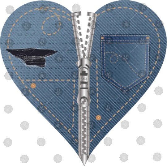 light blue heart in jeans look with zipper Digital Files