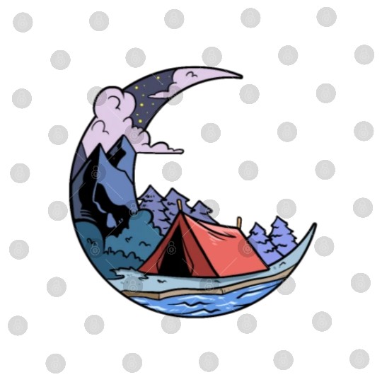 Camper Campsite Moon Camp Camping Digital Files