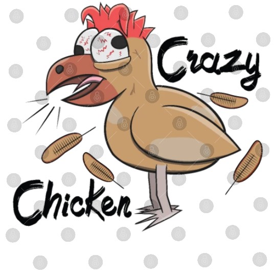 Crazy Shocked Farm Chicken Funny Cartoon White Digital Files