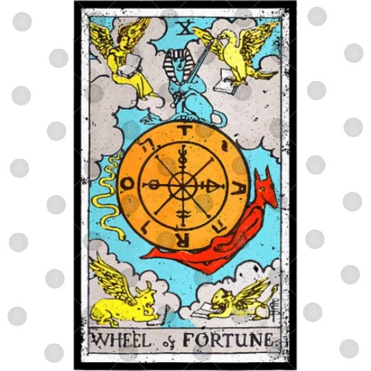 Fortune The Wheel Tarot Card Digital Files Vintage Design