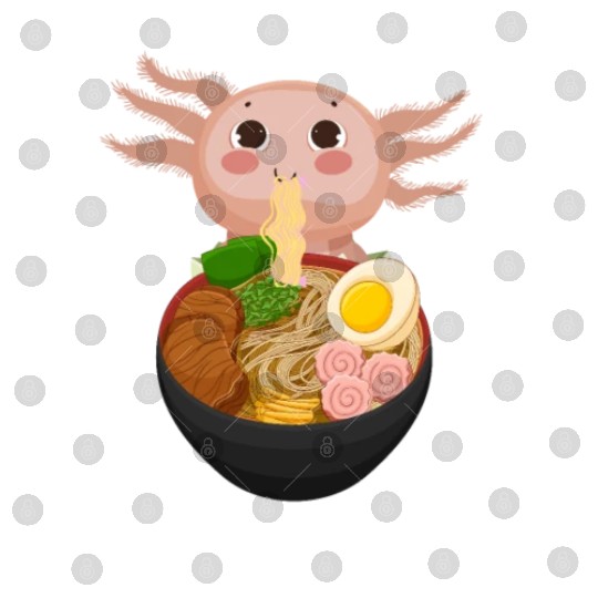 Ramen Axolotl Kawaii Anime Japanese Food Teens Lon Digital Files
