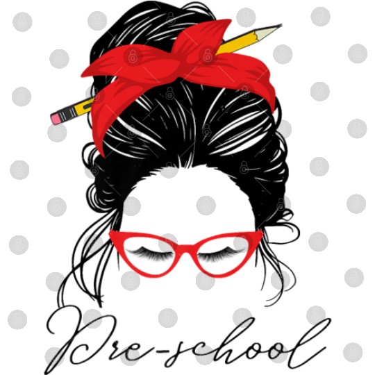 Preschool teacher messy bun women school Digital Files