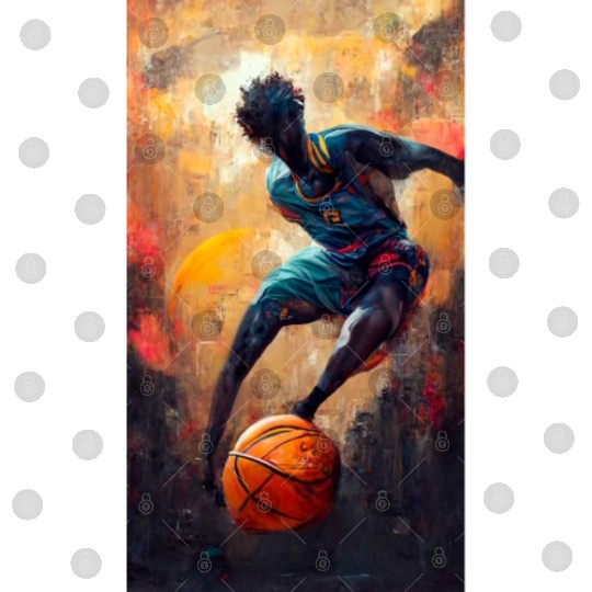 A male basketball player runs after a basketball. Digital Files