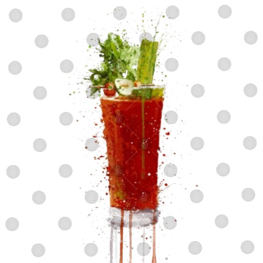 Blood Mary cocktail watercolor art Digital Files