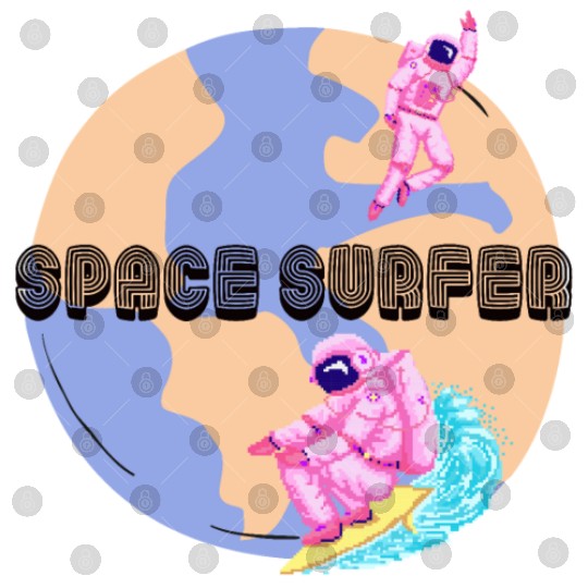 Space Surfer Two Astronauts and Planet Earth Digital Files