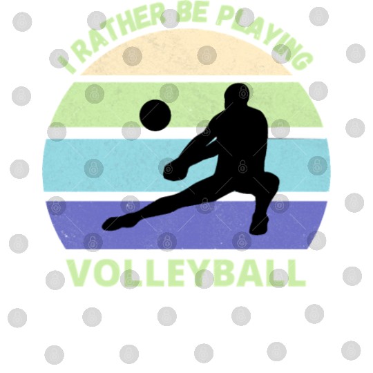 I rather be playing volleyball retro sunset Digital Files