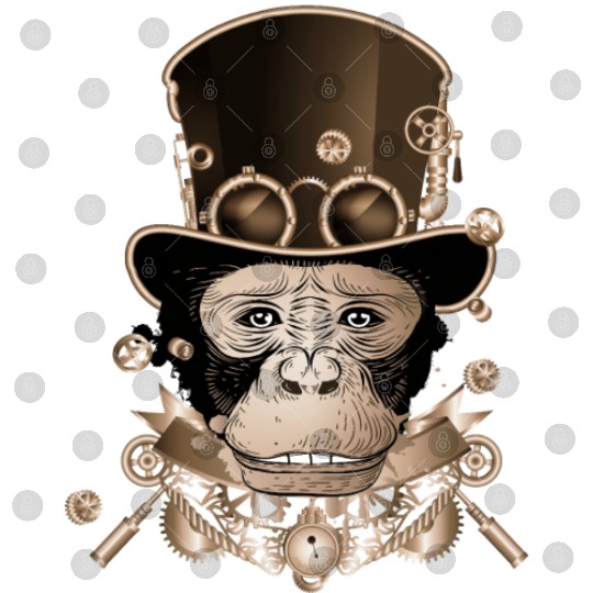 Steampunk monkey with ancient cylinder hat look Digital Files