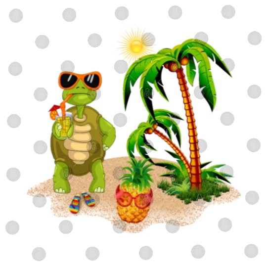 Summer Turtle With Pineapple Digital Files