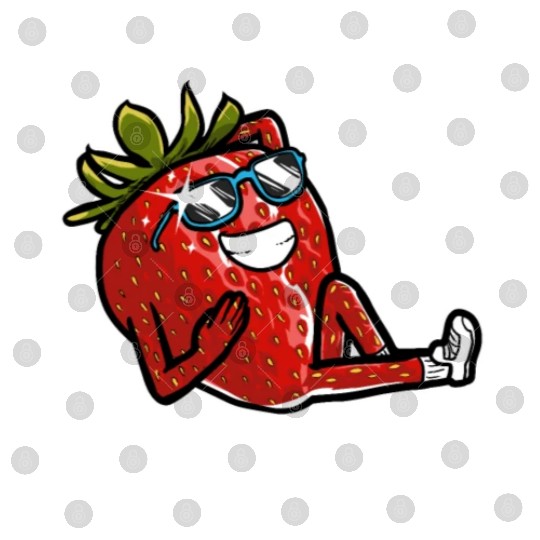 Relaxing Strawberry With Sunglasses Strawberry Digital Files