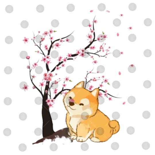 Cute Cherry Blossom Japanese Art Kawaii Shiba Inu Digital Files