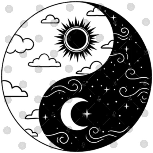 Sun and Moon Yin Yang for Yin Yang Art Lover Digital Files