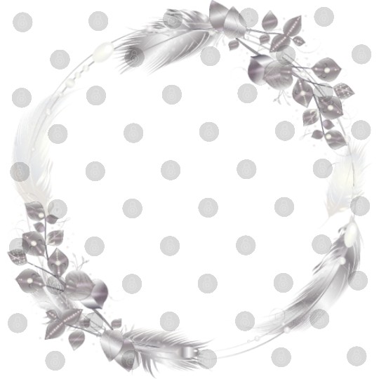 delicate frame of silver colored feathers & leaves Digital Files