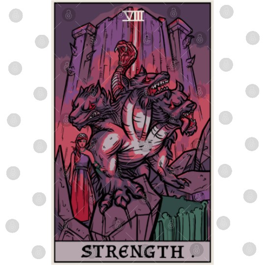 Strength Tarot Card Halloween Cerberus Greek Mytho Digital Files