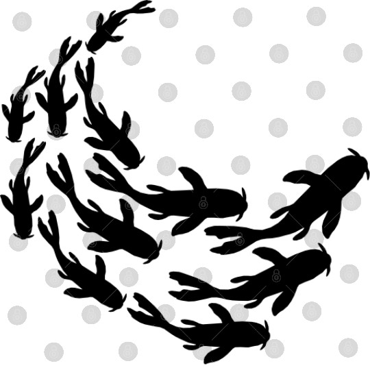 school silhouette koi fish Digital Files
