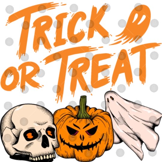 Halloween scary pumpkin head, skull and ghost Digital Files