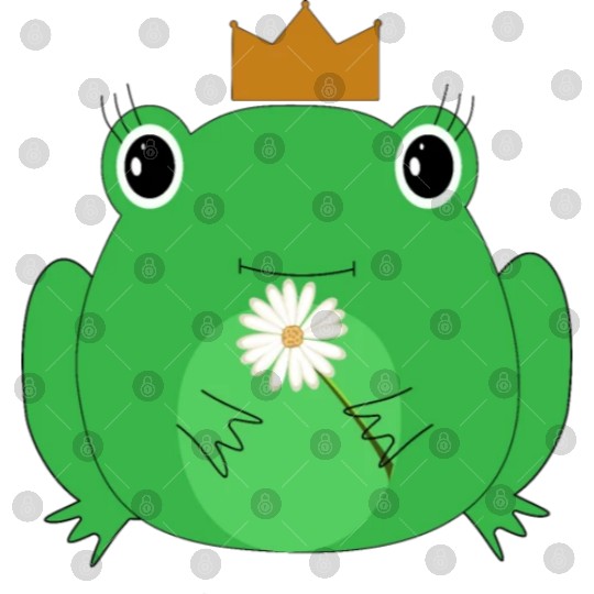The cute frog with crown and flower Digital Files