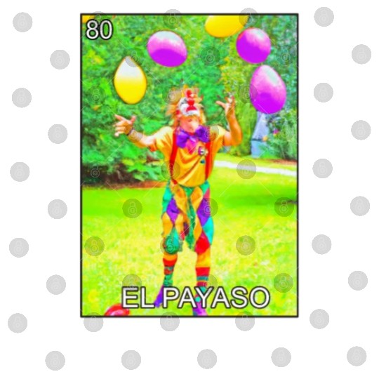 El Payaso The Clown Card Mexican Lottery Card Digital Files