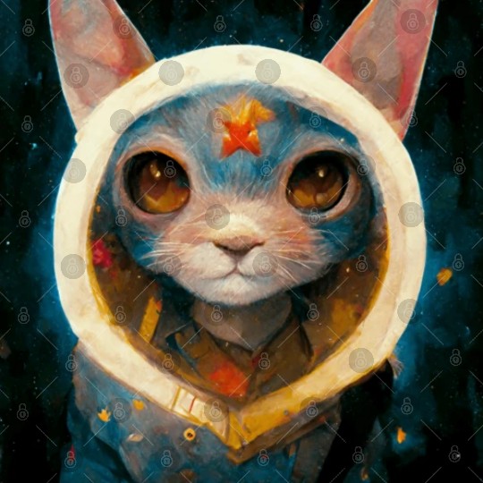 Realistic cat in space painting Digital Files