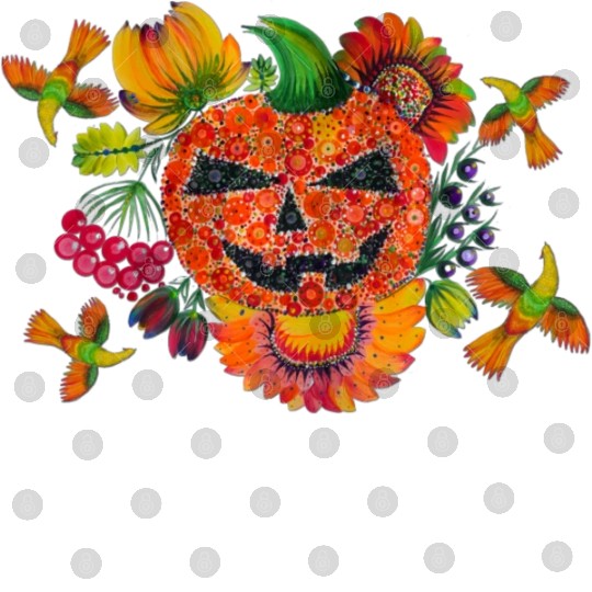 Halloween pumpkin. Petrykivka painting. Floral art Digital Files