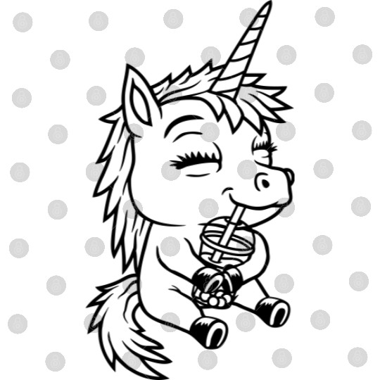 unicorn drinking boba tea Digital Files