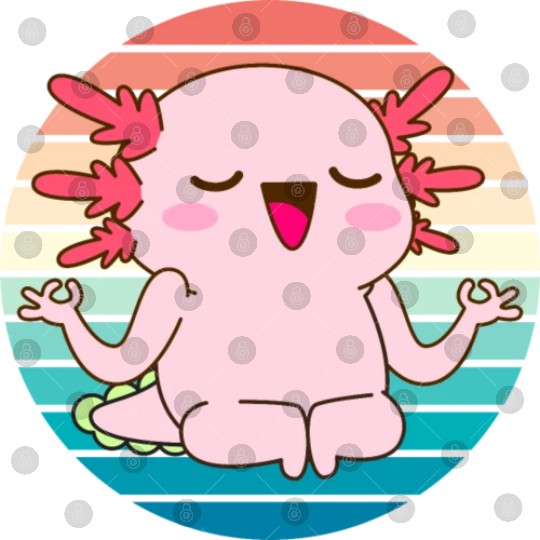 Adorable Meditating Axolotl Retro Sunset Digital Files