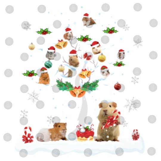 Guinea Pig Christmas On Winter Tree Goat Lover Digital Files