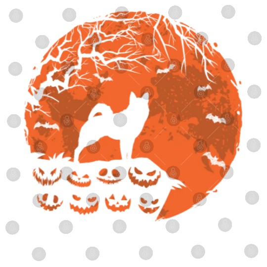 Norwegian Elkhound And Moon Halloween Funny Dog Digital Files