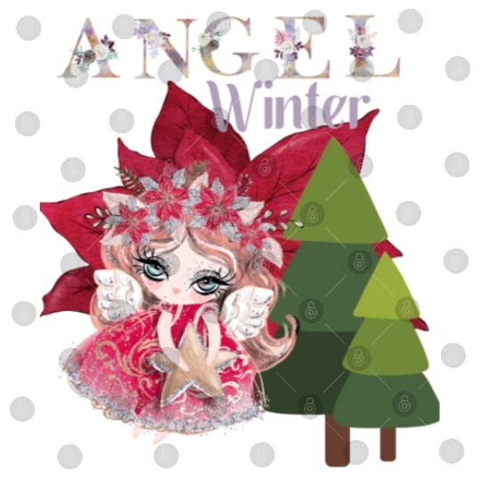 Winter Angel Christmas Tree Poinsettia Digital Files