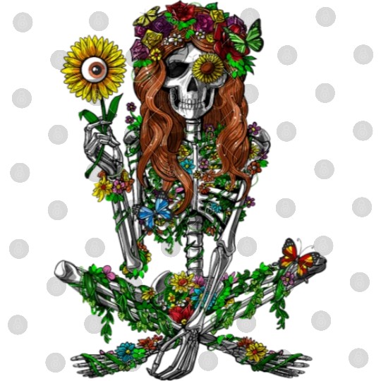 Skeleton Hippie Psychedelic Sunflower Nature Flora Digital Files