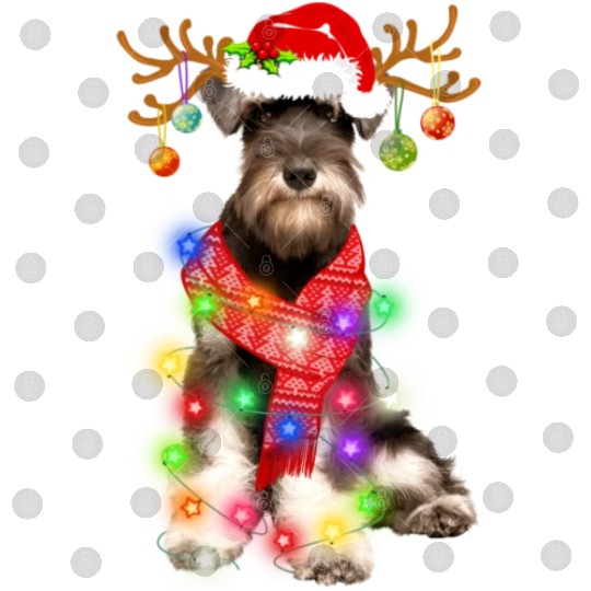 Funny Puppy Lover Schnauzer Christmas Lights Digital Files