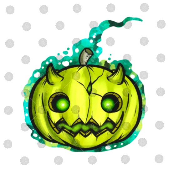 Green Pumpkin Spirit With Horns Halloween Digital Files