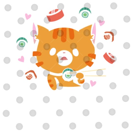 Kawaii Cat Eating Sushi Japanese Raw FoodKawaii Digital Files